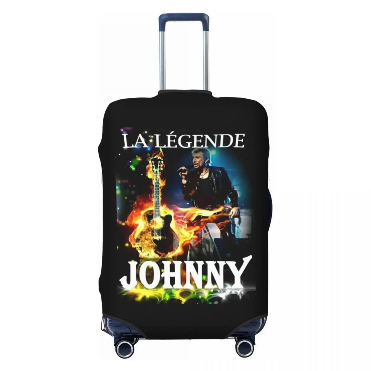 

Custom French Singer Rock Music Johnny Hallyday Luggage Cover Cute Suitcase Protector Covers Suit For 18-32 inch