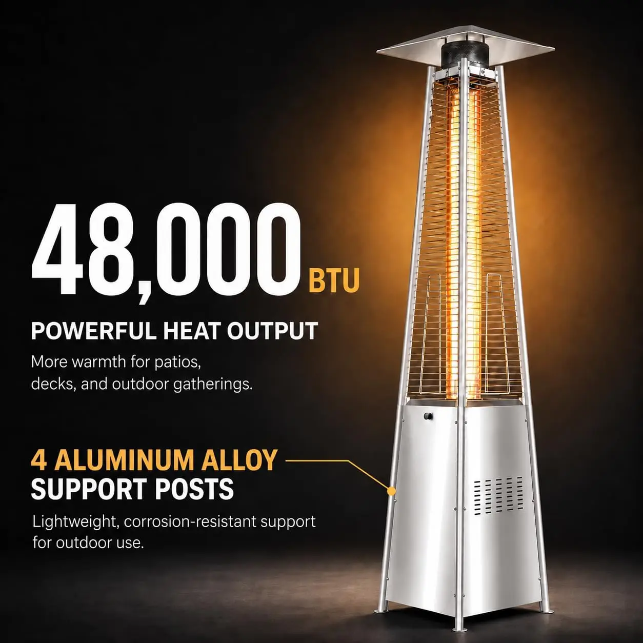 Propane Iron Tower Type Flame Pyramid Patio Heater(13KW48000BTU) Gas/propane LPG Heaters for Outdoor Camping Use ﻿