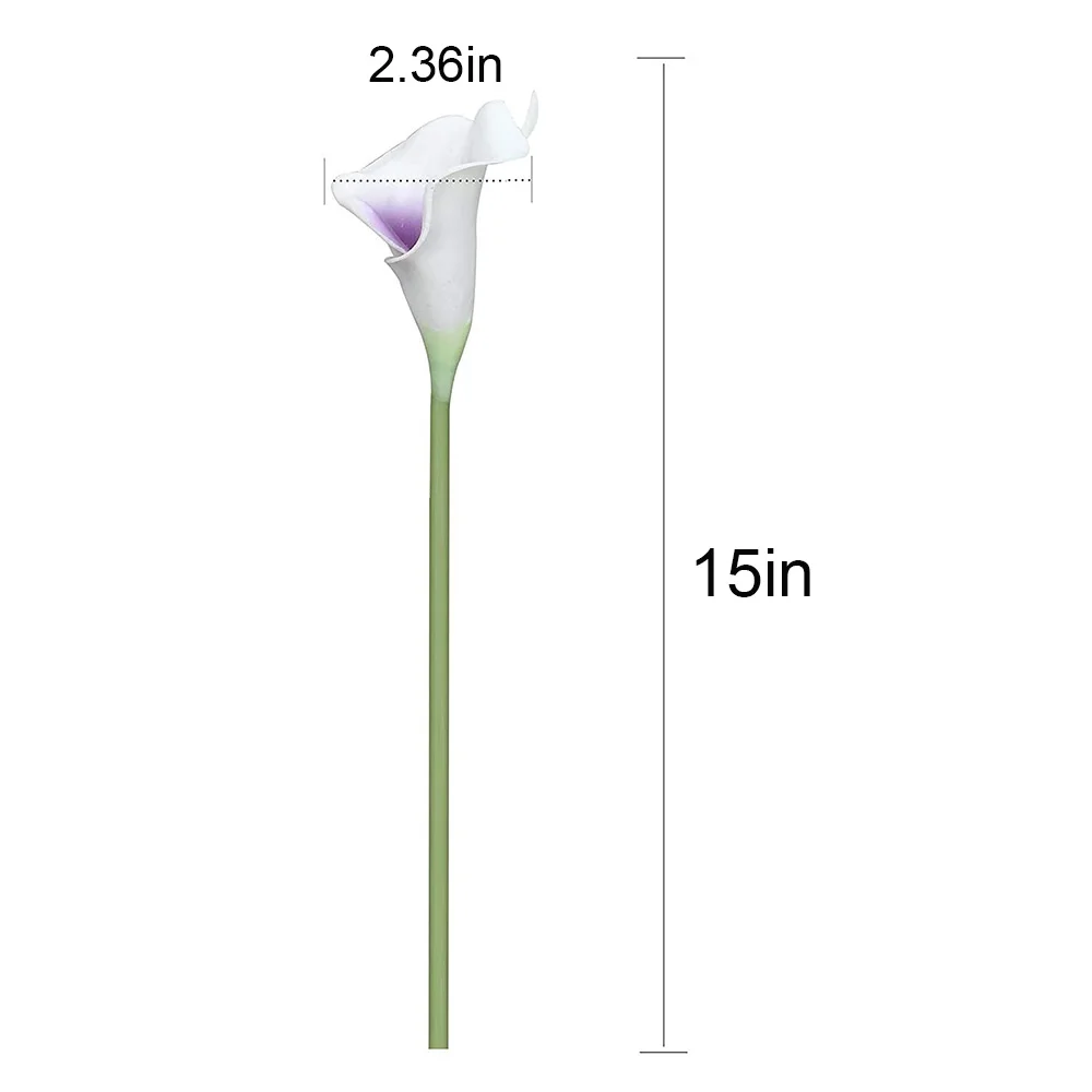 24Pcs Artificial Calla Lily Flowers for DIY Centerpieces Home Decor(Purple in White)