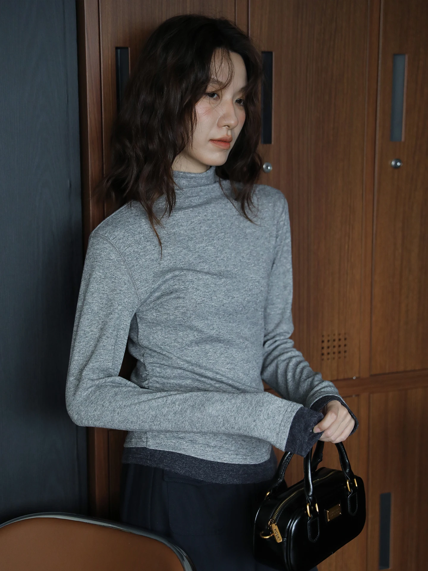 

ay Autumn Winter Slim Fit Elastic Long Sve f High Collar Color Blo Base Layer irt Women's Cotton T-irt Commute