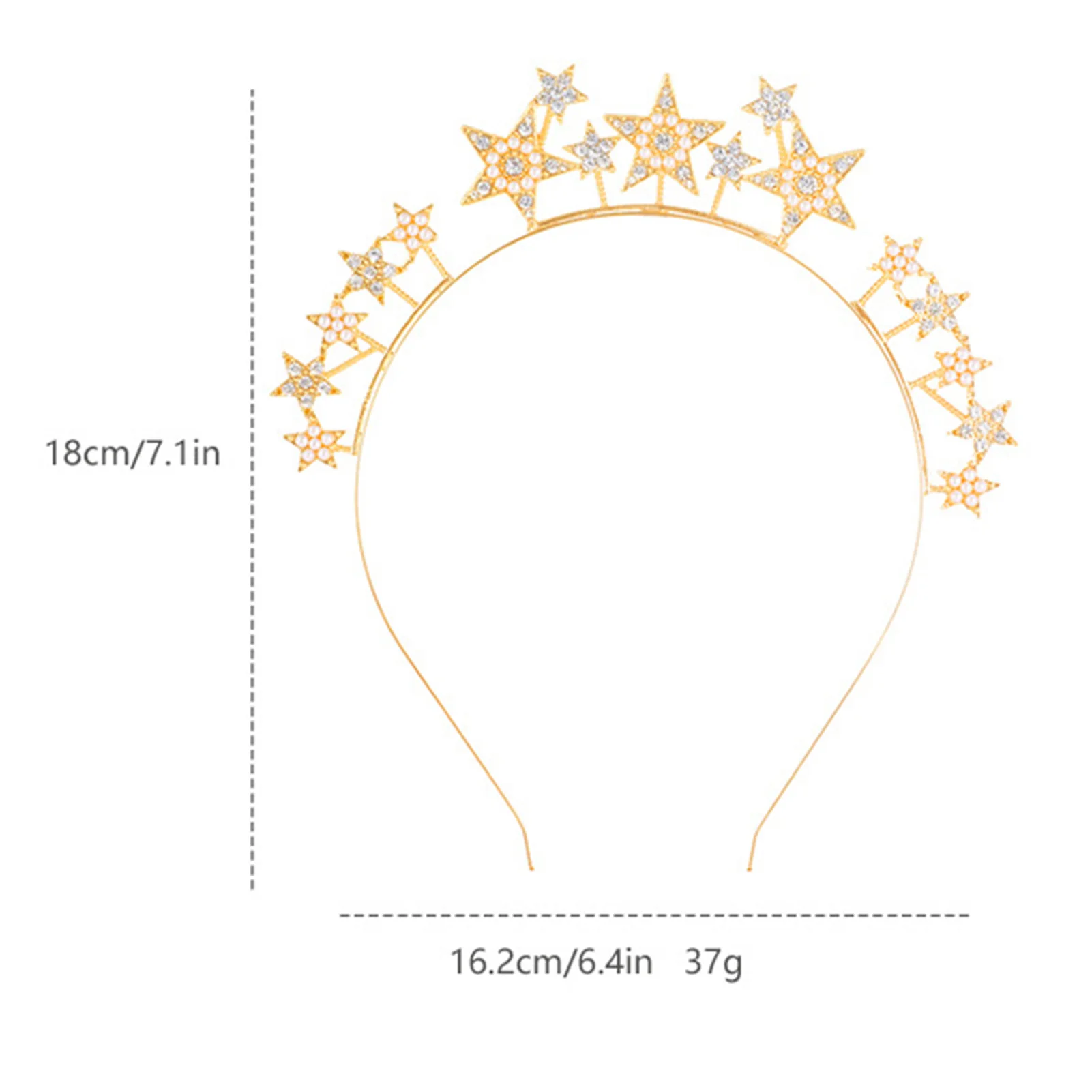 Simple Star Headbands Party Hair Hoops Gold/Silver Color Metal Rhinestone Hairbands for Women Girls Bride Wedding Hair Jewelry