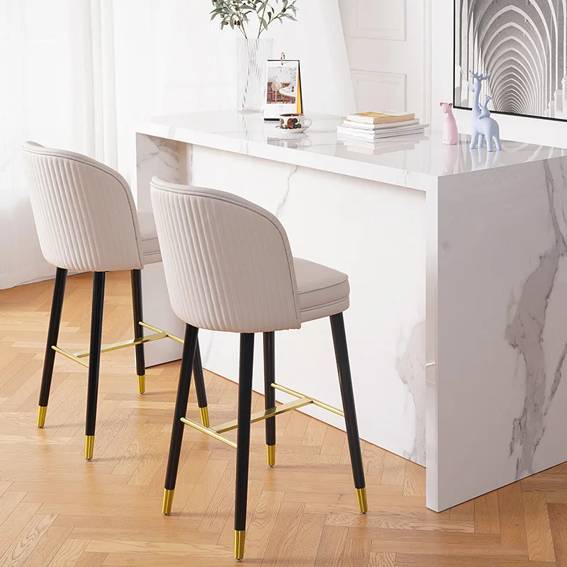 Light Luxury Bar Chair Home Soft Seat High Stool Modern Simple Backrest Bar Stool Leisure Bar
