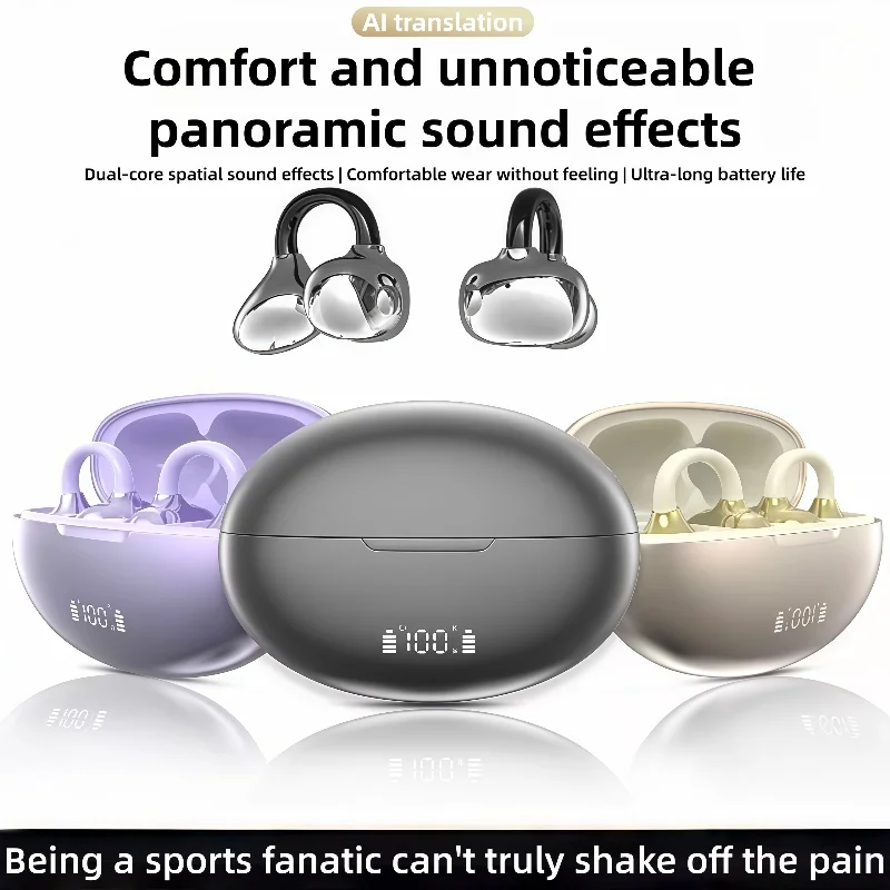 

Q108 Наушники-переводчики в реальном времени AI-перевод языка, зажим для ушей, 144 языка, спортивные наушники IPX5, водонепроницаемые, Bluetooth 6,1