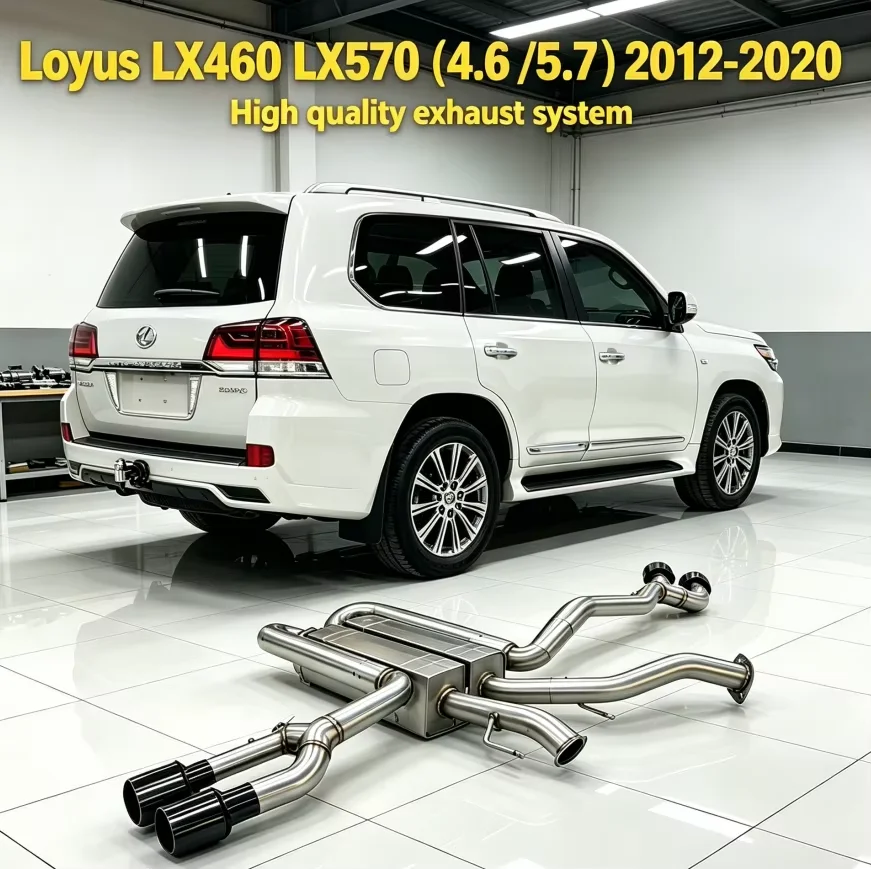 SS304 Stainless Steel Valved Catback Exhaust with Side Quad Outlet for Lexus LX460 LX570 4.6L 5.7L 2012-2020
