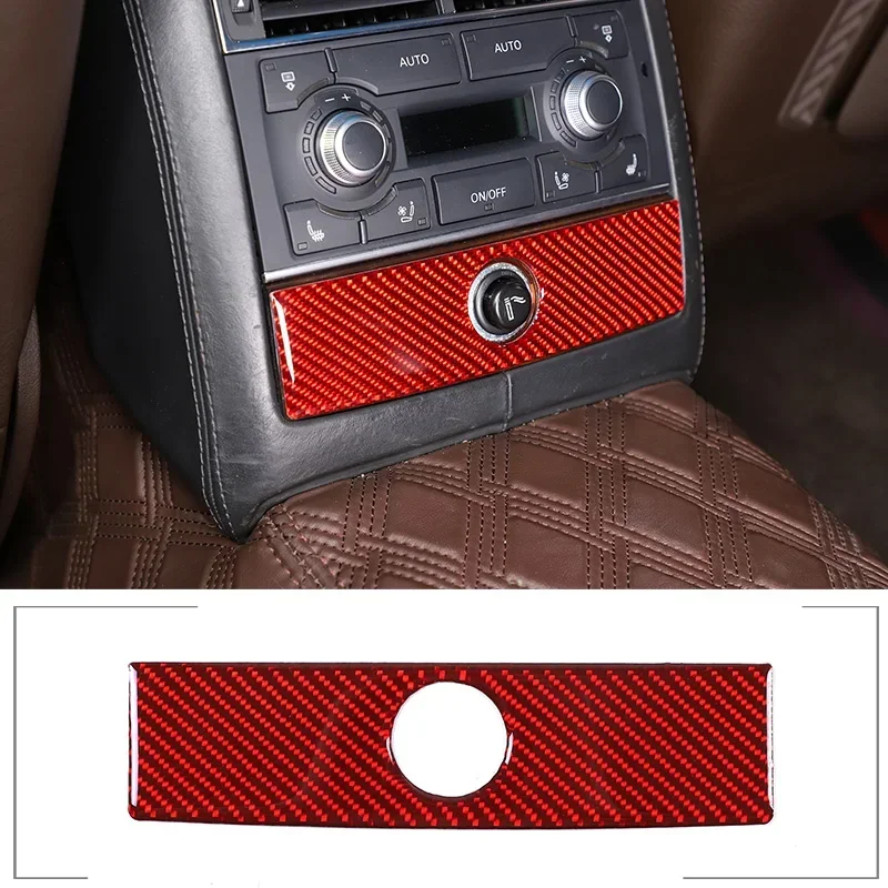 For Audi A8 D3 2004-2012 Soft Carbon Fiber Rear Cigarette Lighter Panel Decorative Sticker Car Interior Accessories