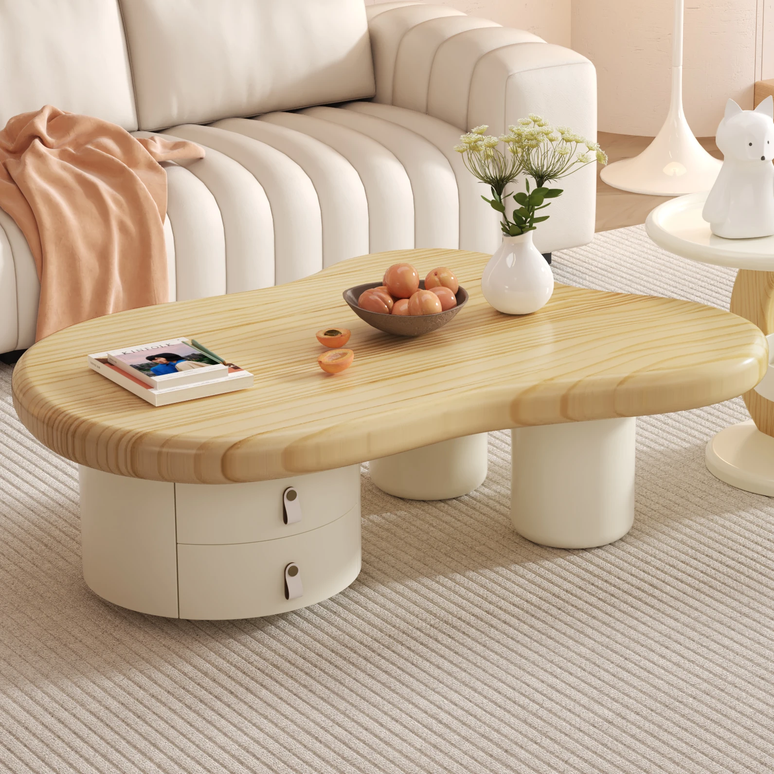 Customizable White Cream Wind Cloud Coffee Table Irregular Household Living Room Small Apartment Coffee Table