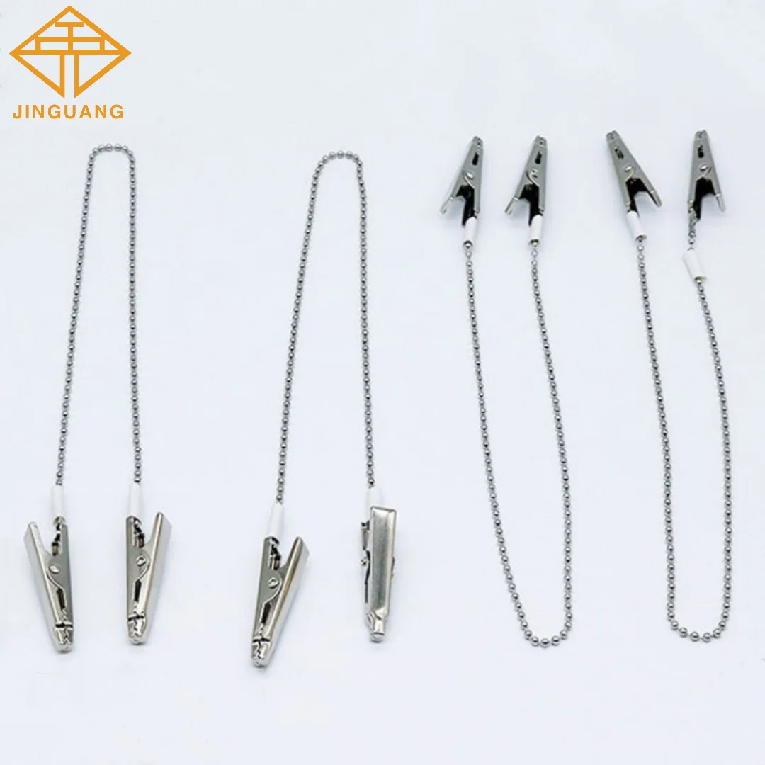 50pcs Dental Scarf Clip Metal Ball Chain Stainless Napkin Holder Bib Clips Cord Dental Consumables Autoclavable