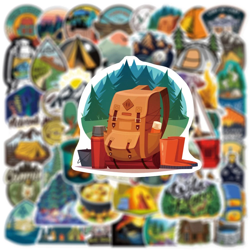 

10/30/50pcs Outdoor Forest Camping Stickers Cartoon Hiking Scenery Decals Decoration DIY Suitcase Stationery Helmet Sticker Toys