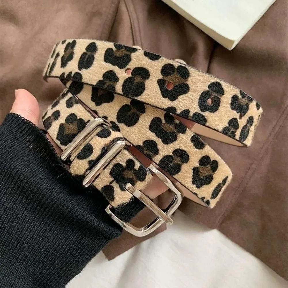 

Fashion Plush Leopard Print Belt Y2K Hip-hop PU Leather Waist Belt Jeans Decor Harajuku Waistband Beach