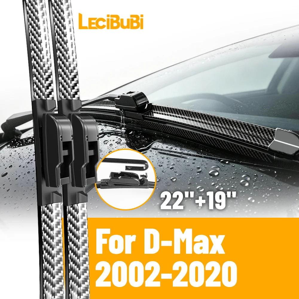 

2pcs Front Windshield Windscreen Wiper Blades for Isuzu D-Max 2002-2020 Carbon Fibre Rubber Brushes Car Accessories 22"+19"
