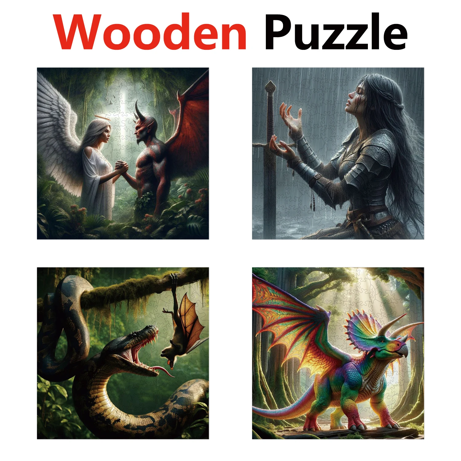 

Angel Devil Snake Dragon Animal Puzzles High Quality Jigsaw Puzzle Wooden Puzzle Best Christmas Gift