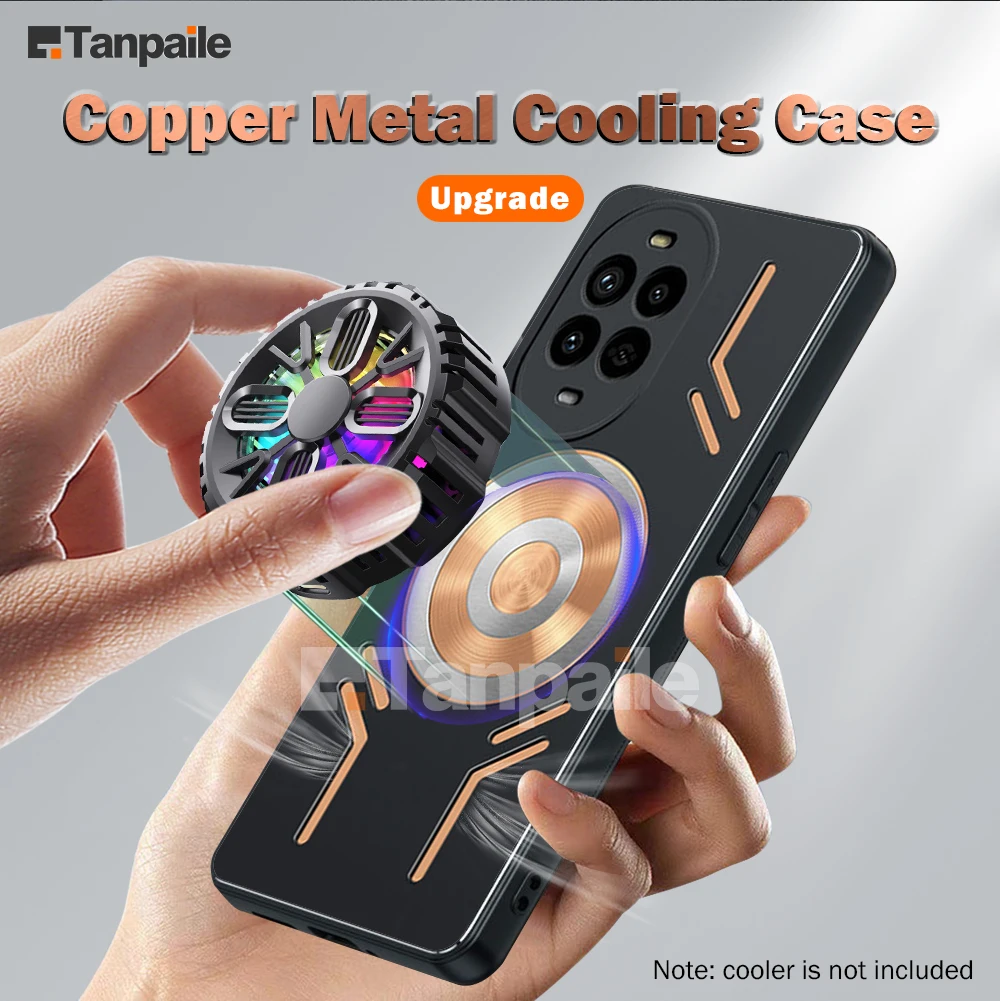 Tanpaile For Huawei Nova 13 Pro Copper Metal Cooling Case Shockproof Gaming Heat Dissipation Bumper Funda