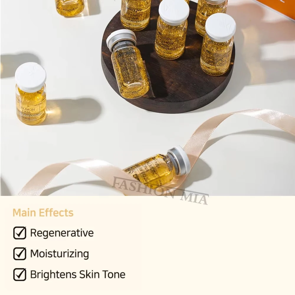 8ml Salmon DNA Gold Ampoule Booster Serum Kit Repair Face Lighten Melanin Brightening Whitening Moisturizing Care Skin