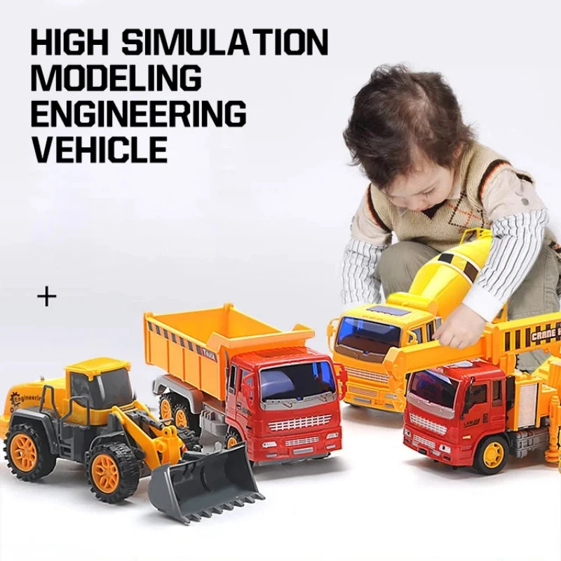 4 Piece Big Model Car Baby Kids toy Inertia Cars bulldozer Truck tractor Excavator Boy Toy Kid infant Gift diecasts toy vehicles