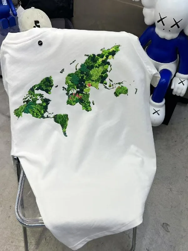 

Футболка Goodbrand 2025SS с вышивкой в виде карты и растений, модная, люксовая, с коротким рукавом, трендовая, с круглым вырезом, из хлопка, повседневная.