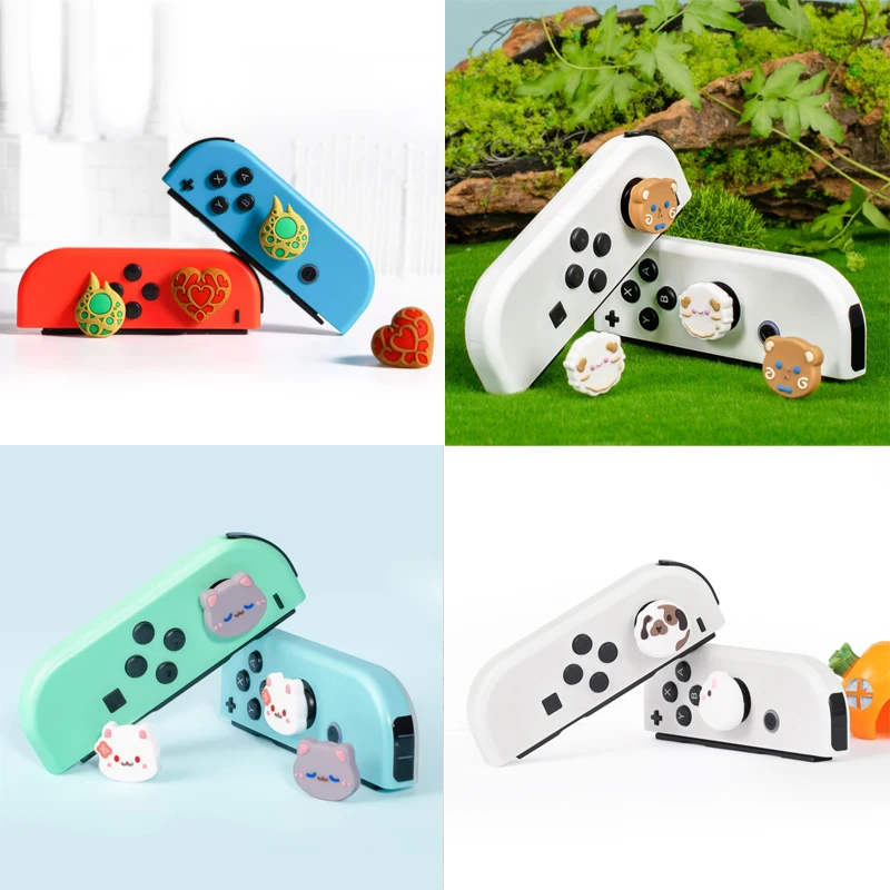 Little White Rabbit Silicone Thumb Stick Grip Cap Joystick Protective Cover For Switch Oled NS Lite Joy-con Controller Case