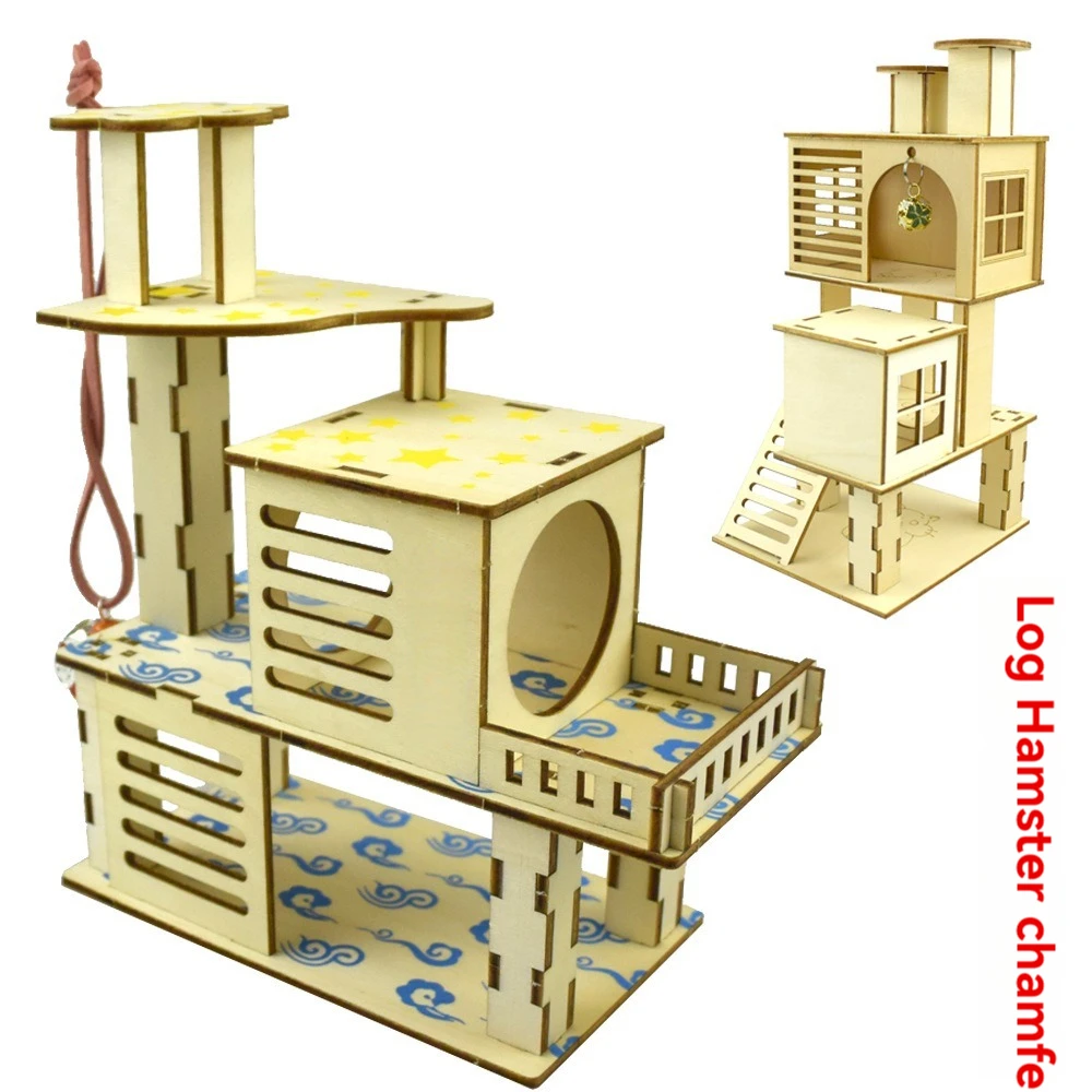 Criceto chamfer minipet giocattolo albero nido scala recinzione piattaforma trampolino costruzione gabbia di base Villa