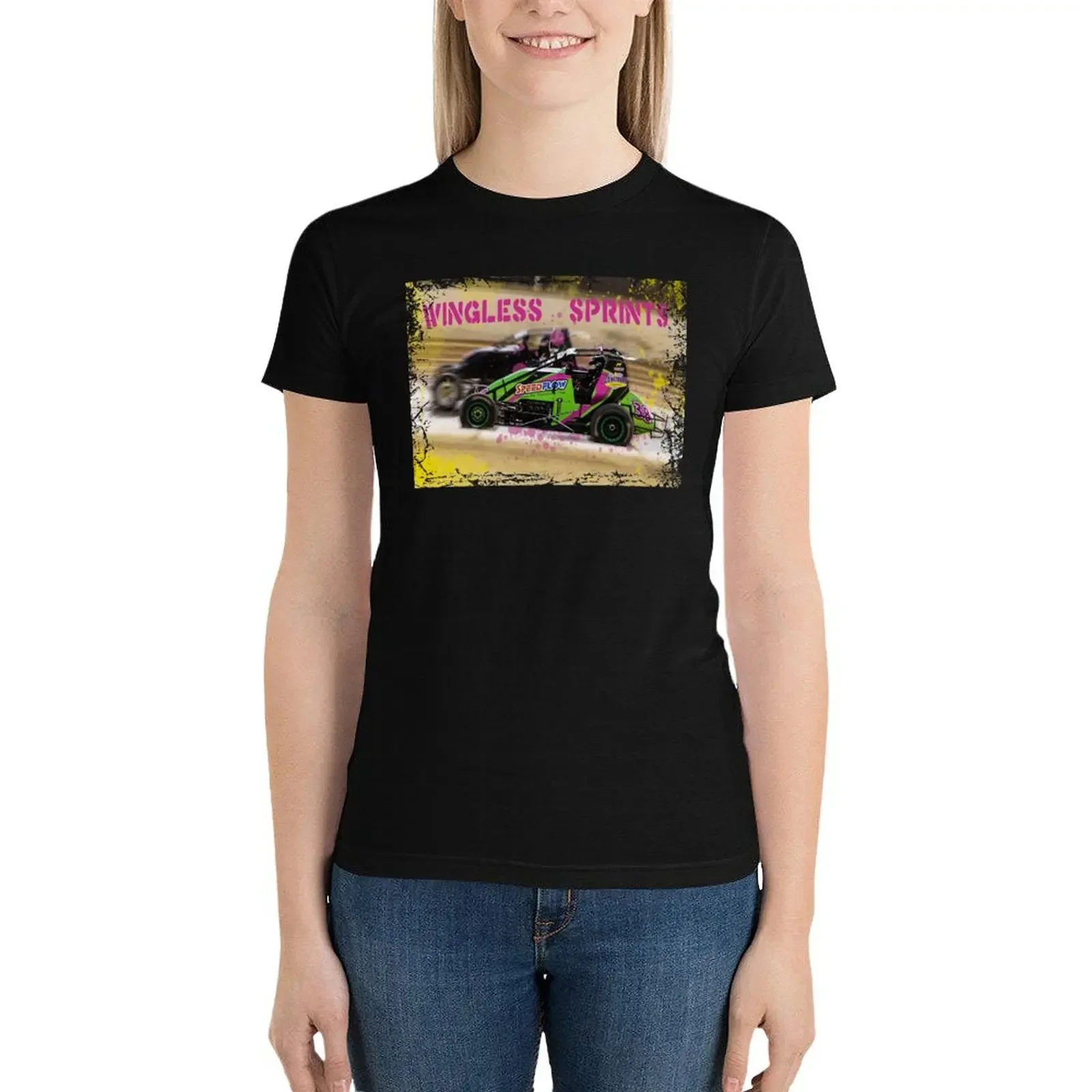 Wingless Sprintcars ripping the dirt track T-Shirt Blouse summer tops woman t shirt