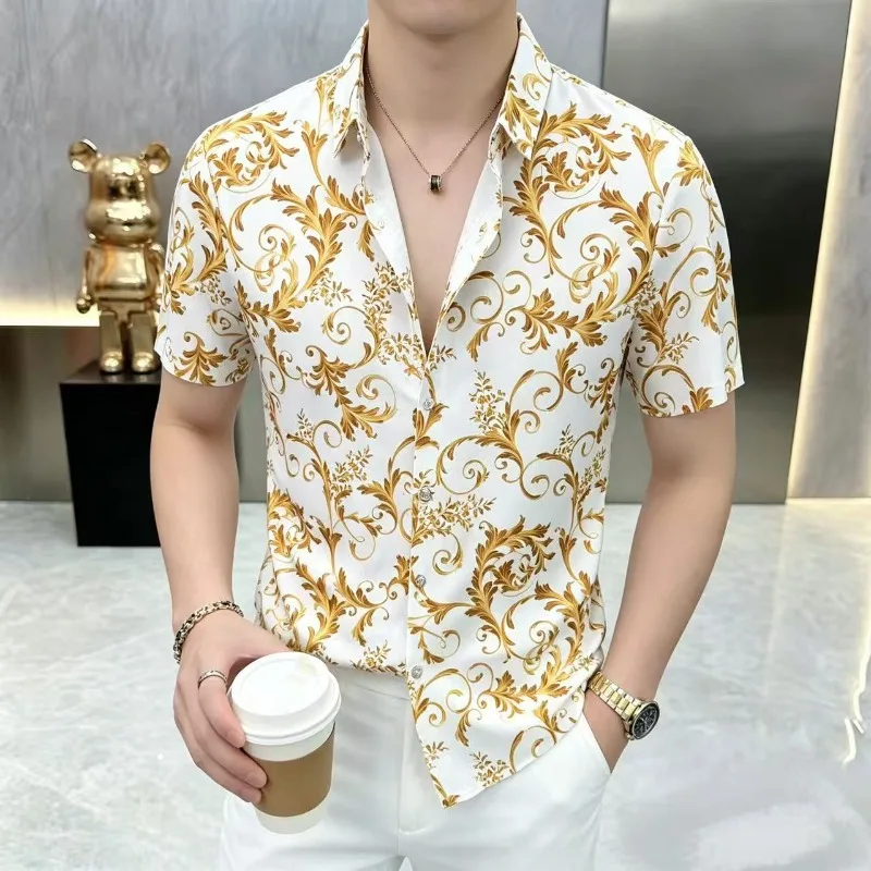 Brand Luxury Printed Men's Shirt Summer Short Sleeved Casual Shirts Comfortable Versatile Social Streetwear Beach Hawaiian Shirt