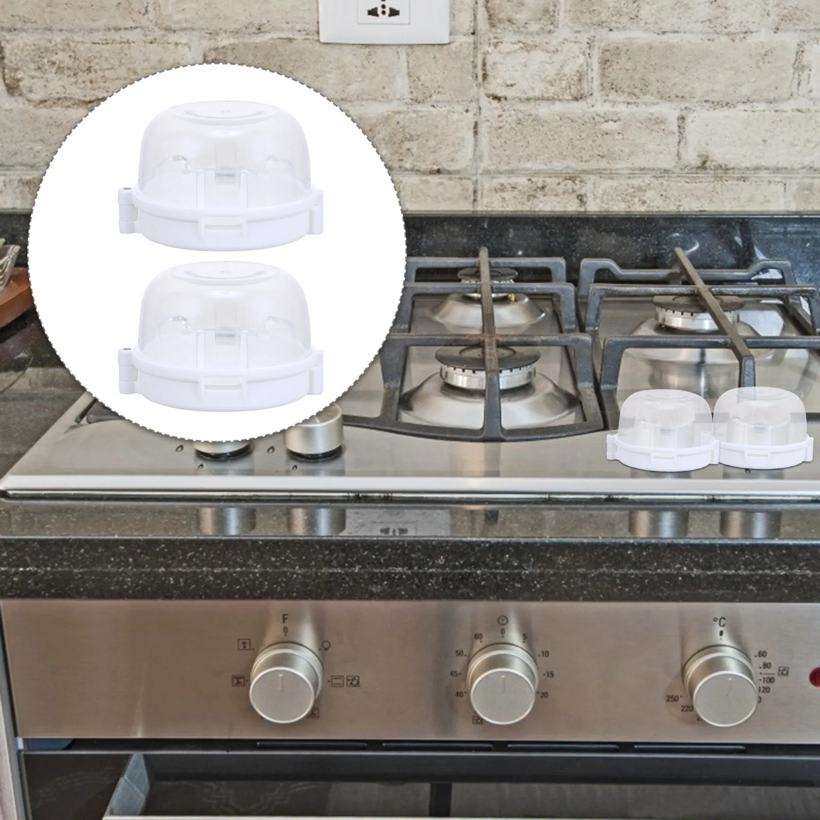 

2Pcs Childproof Stove Knob Cover Gas Cooker Safety Lock Transparent Durable ABS Kitchen Protective Guard Stove Knob Cover
