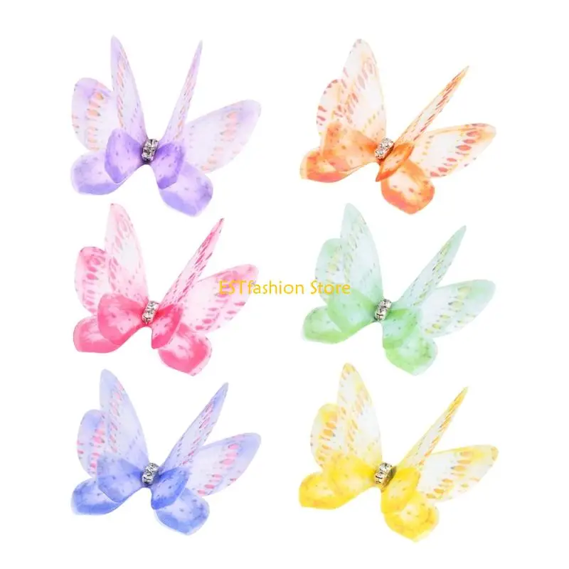 Y5GC 20Pcs Embroidery Butterfly Appliques Sew On Organza Patches Bridal Dress Patches for Sewing Craft Clothing Accessories