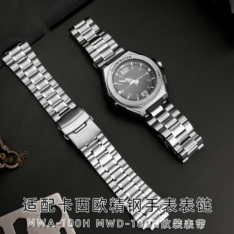 Metal Strap For Casio 5577 MWA-100HD-1A MWD-100H MWA-100HD Soild Stainless Steel Watchband Men Bracelet Wristband 20mm bracelet