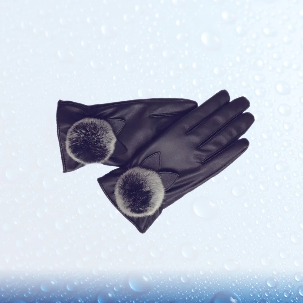 

1 Pair Touchscreen Warm Gloves Thickened PU Gloves for Winter Outdoor Sports Women Black Women Gloves,