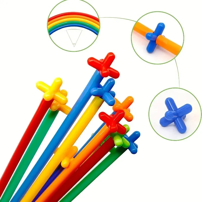 Creative Straw STEM Building Toys 100Pcs Interlocking Plastic Thin Tube Building Blocks Educational Toys for Children Boys Girls