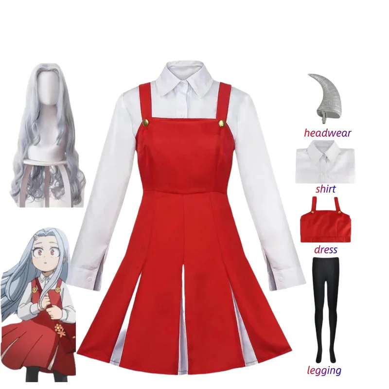 

Косплей Костюм Школьная Форма Платье Наряд Хэллоуин Костюм Парик Рог Носки Аниме Boku No My Hero Academia Season4 Эри Косплей