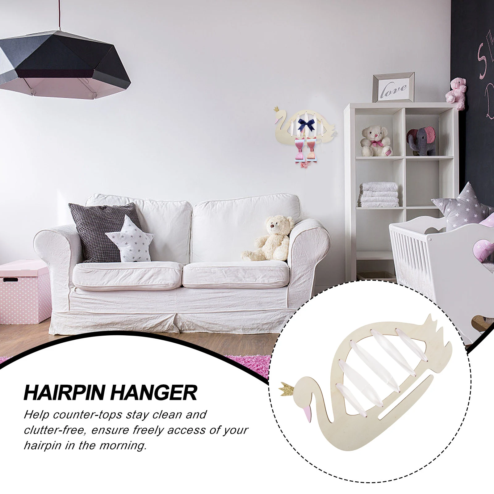 

Rainbow Bow Hanger Swan Hair Clip Holder Cotton Rope Kids Room Decor Organizer Storage for Hair Bows Accessories Space