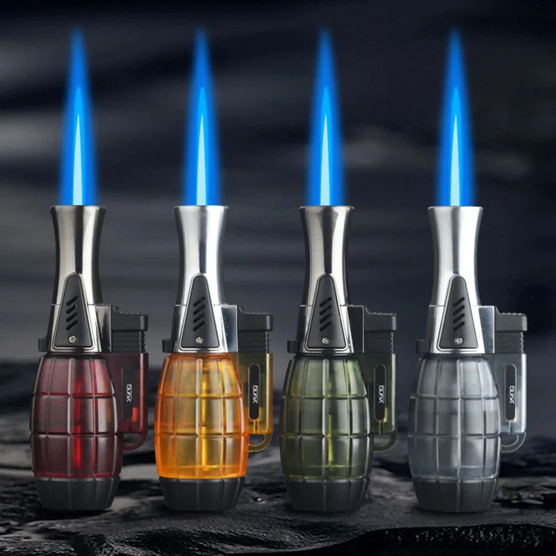 

Newest Personalized Creative Grenade Direct Blast Windproof Blue Flame Lighter Color Transparent Shape Men's Cigarette Lighter