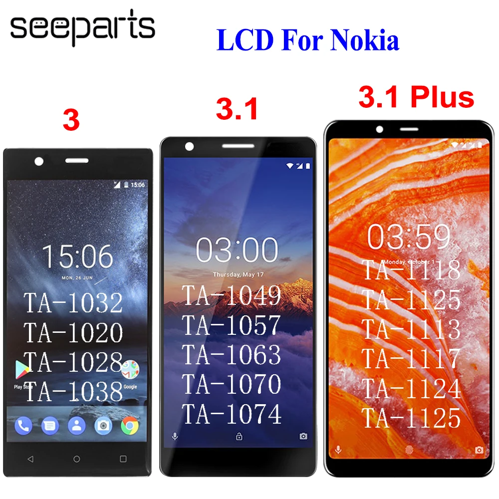 For Nokia 3.1 Plus LCD Display With Touch Screen 3.1 LCD TA-1049 For Nokia 3 Display TA-1032 TA-1020 Screen 3.1Plus TA-1118 LCD