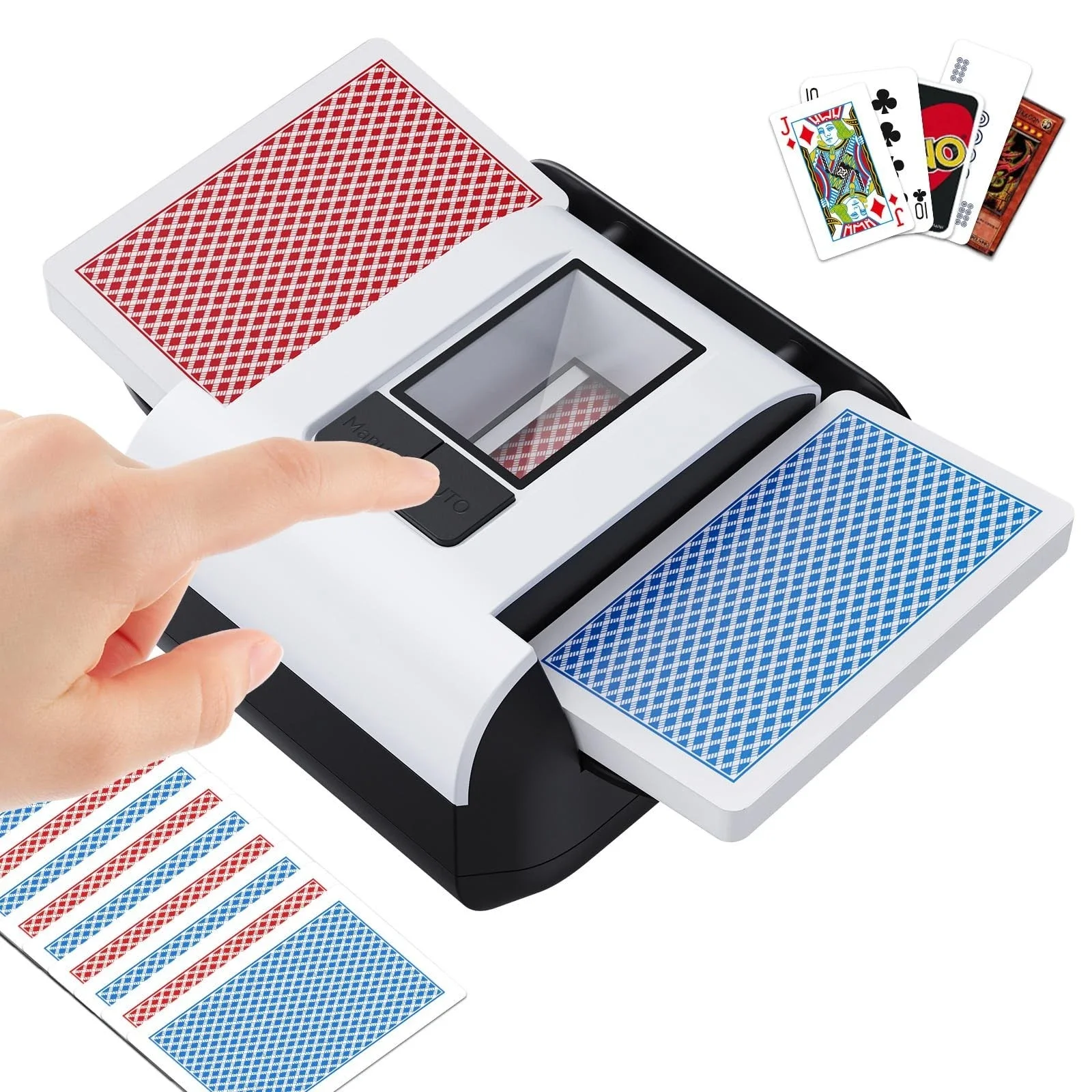 Electric Card Shuffler One-Press Automatic & Manual Modes for 1-2 decks Texas Hold'em, Bridge,  Blackjack Playing Cards