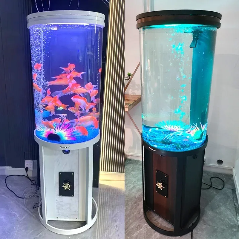 

Fish tank Acrylic Round Aquarium Cylindrica Acrylic Aquarium Stand for Home Living Room
