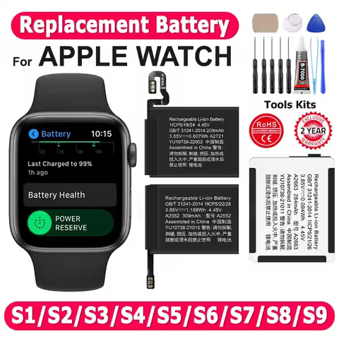 100% NEW Battery For Apple Watch Series Ultra SE 1 2 3 4 5 6 7 8 IWatch S1 S2 S3 GPS LTE S4 S5 S6 S7 S8 38/40/41/42/44/45 + Tool