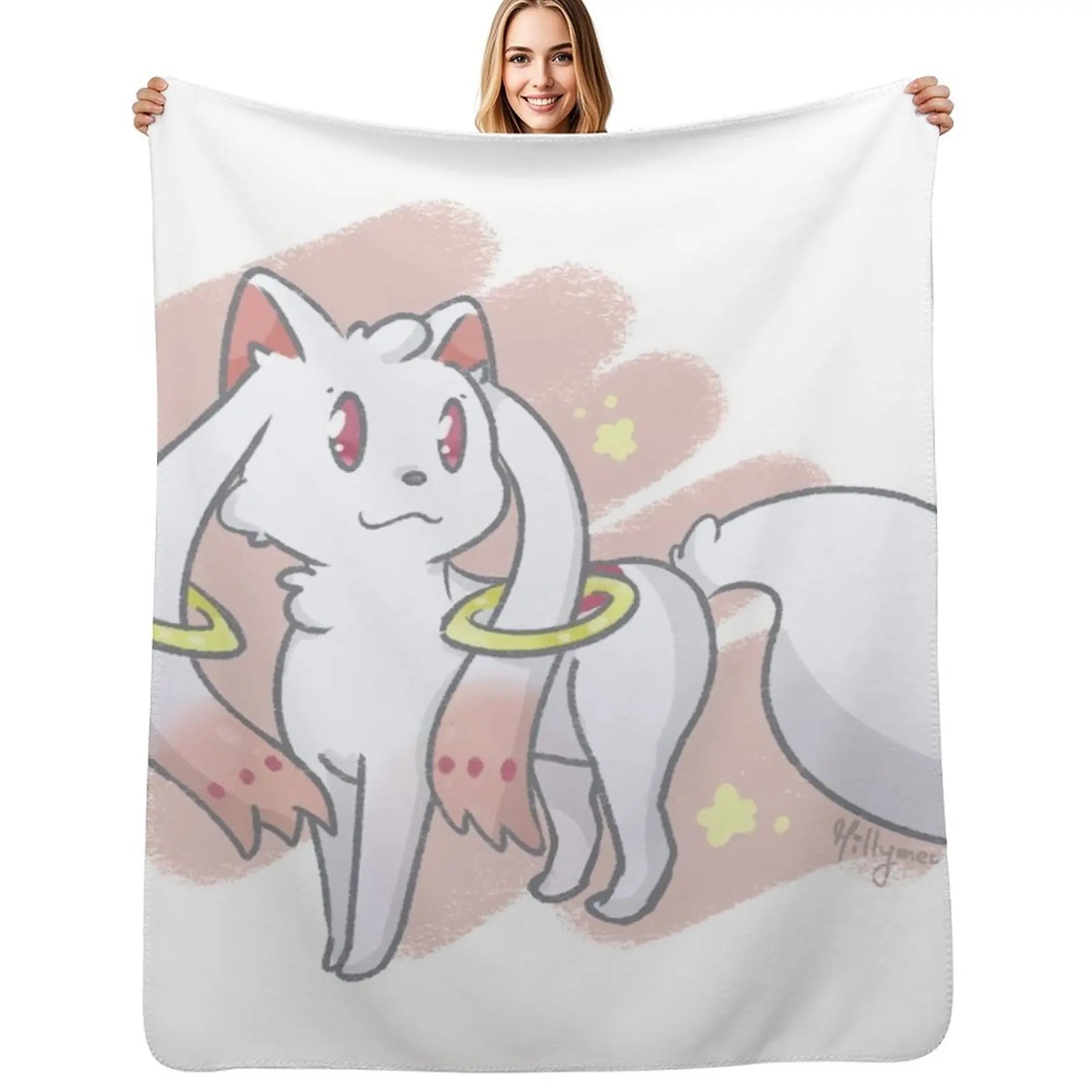 

Kyubey - Madoka Magica Throw Blanket Soft Comfort Blanket for Reading Watching TV