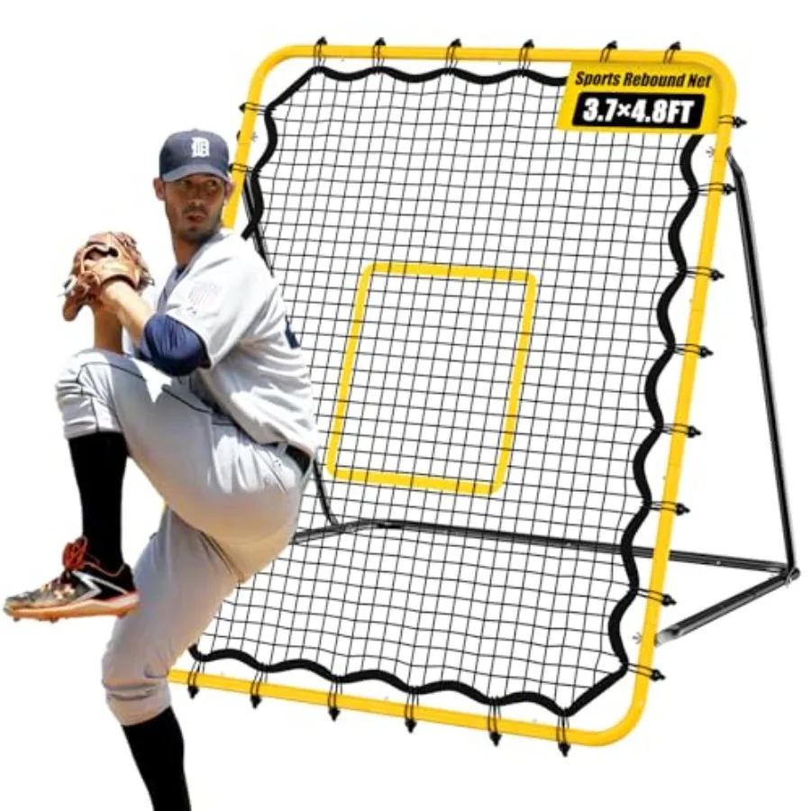 

Baseball Rebound Net, Multi-Sports Pitching Rebound Net, 5 Adjustable Angles for Volleyball and Football Training