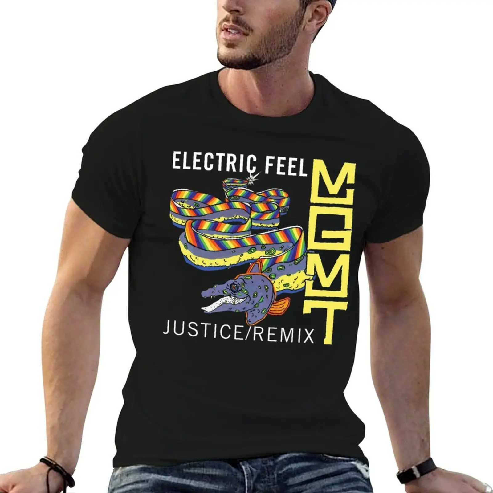 

MGMT Band Electric Feel Justice Remix T-Shirt essential t shirt t shirt man plain cotton t shirts man 100% T-Shirt
