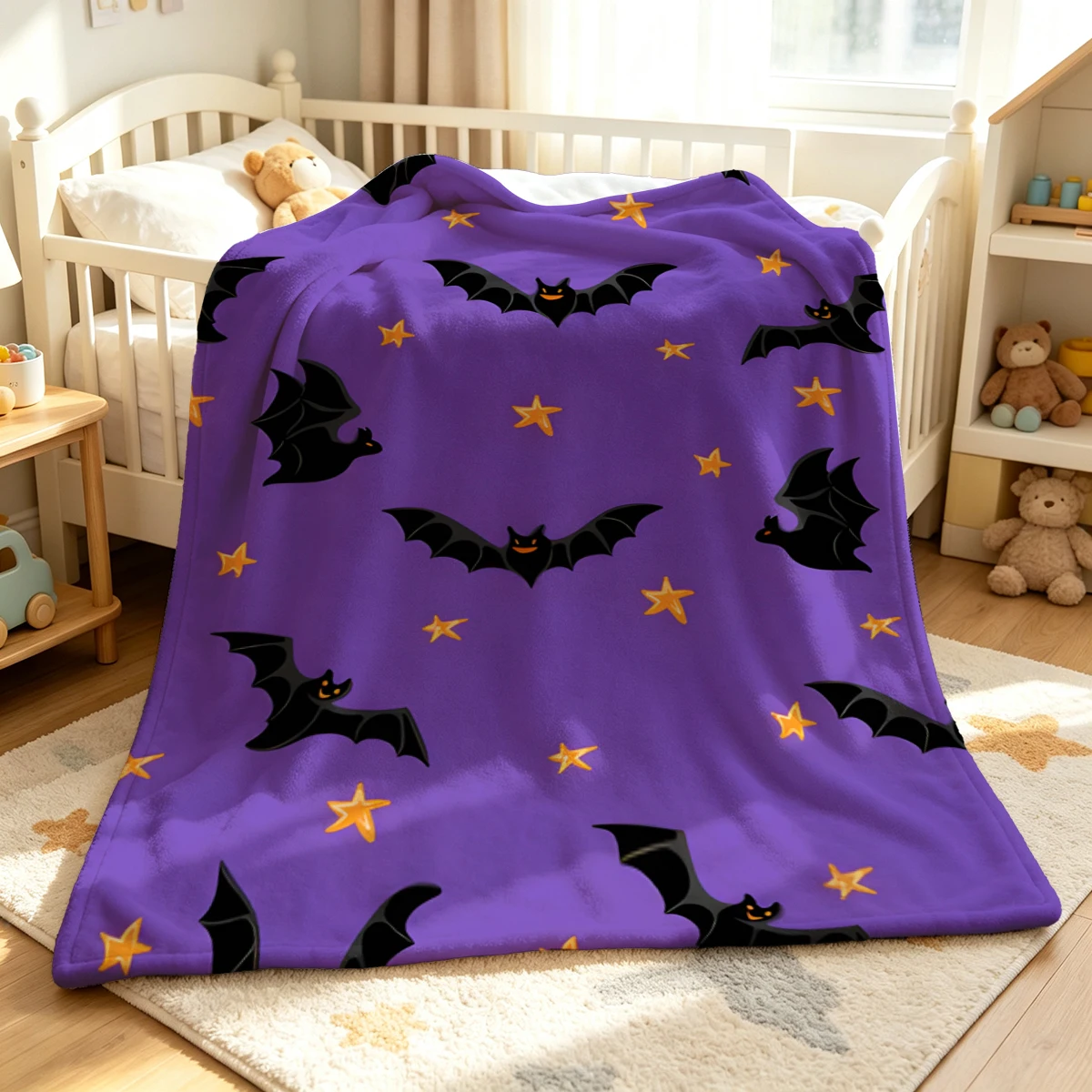 Orange Sharp Bats Winter Summer Flannel Blanket Throw Fleece Soft Fuzzy Plush Cozy Fleece Blankets for Sofa Ideal Gifts