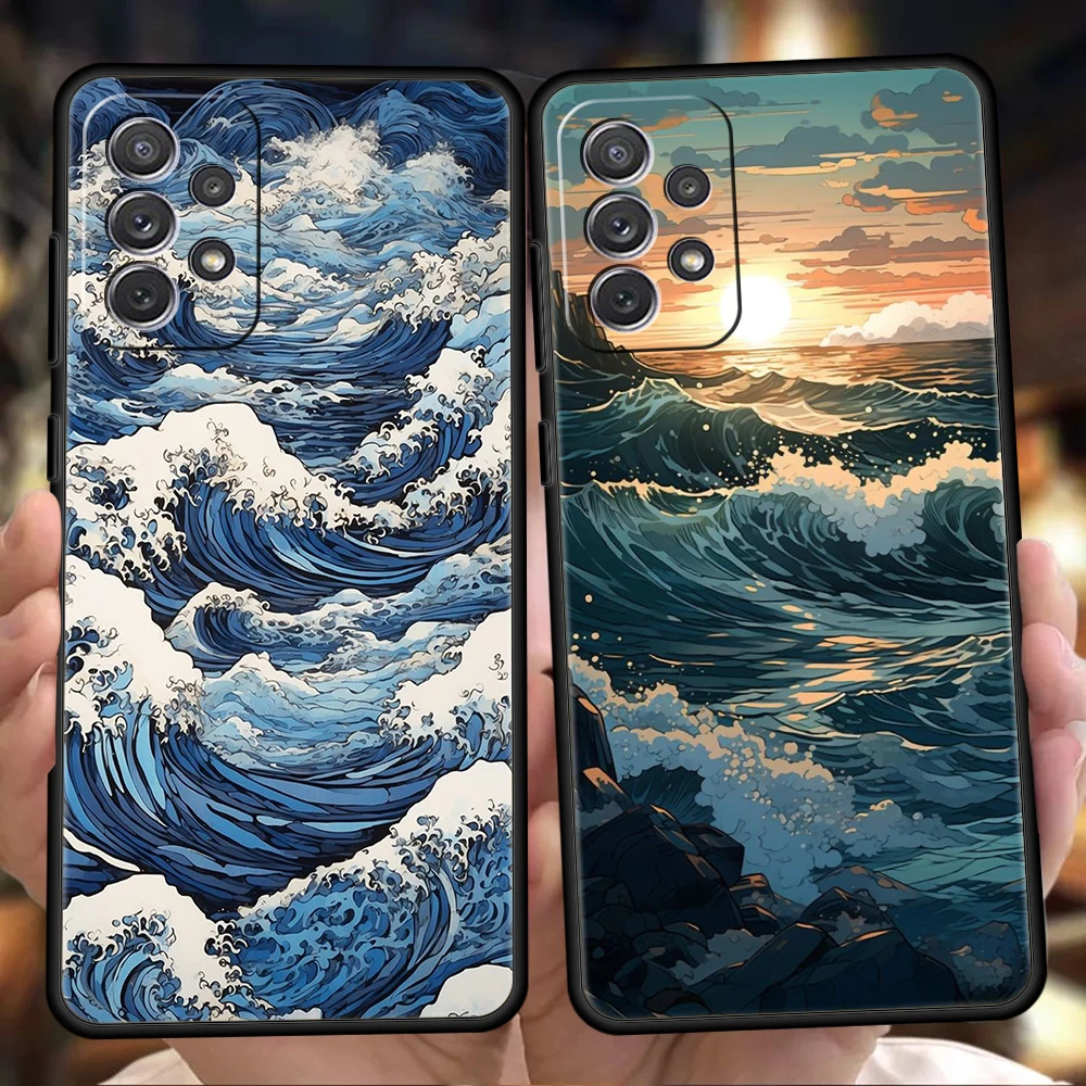 Sea Waves Phone Case for Samsung Galaxy A55 A35 A15 A14 A25 A54 A51 A71 A72 A73 A32 A52 A52S A41 5G Silicone Shell Fundas Capas