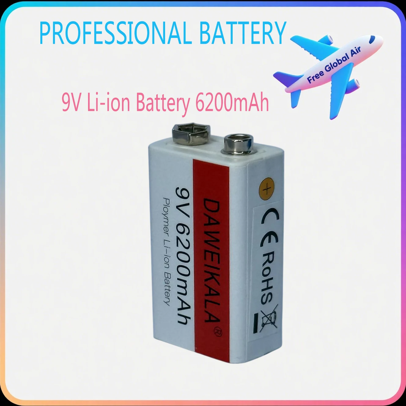 

9V battery 6200mAh li-ion Rechargeable battery Type-C Battery for Multimeter Microphone Toy Remote Control Fast charging