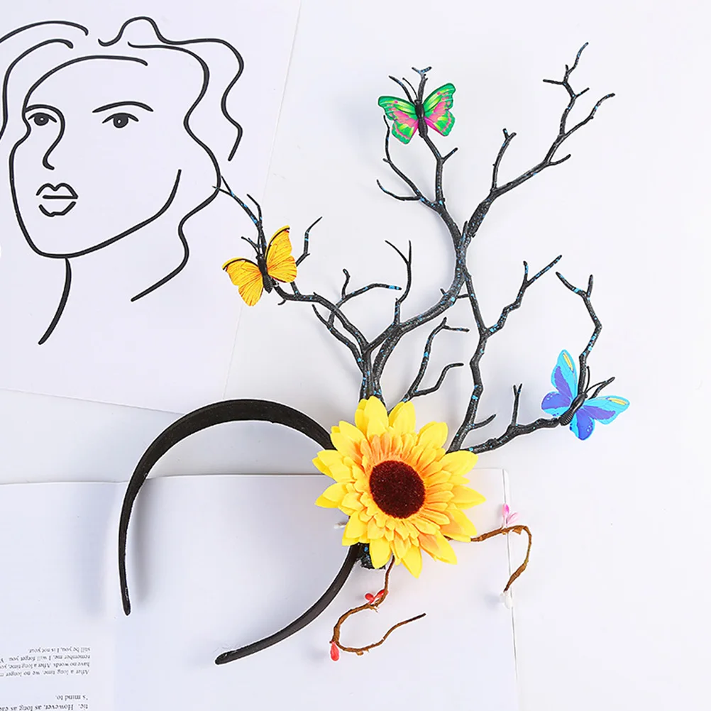 

1pc Antler Butterflies Hair Band Kids Headdress Christmas Performance Prop Photo Backdrop Lightweight Chic Hair Accessory For