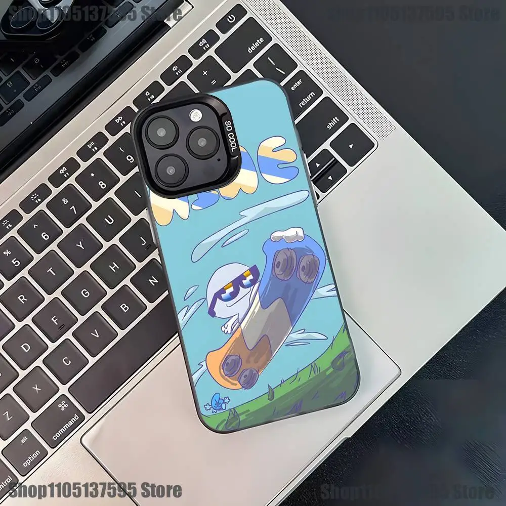 حافظة هاتف Bfdi Battle For Dream Island لهاتف iPhone 17,16,15,14,13,12,11,Pro,XS,Max,Plus,Mini,SE4,E غطاء أسود غير لامع مقاوم للصدمات