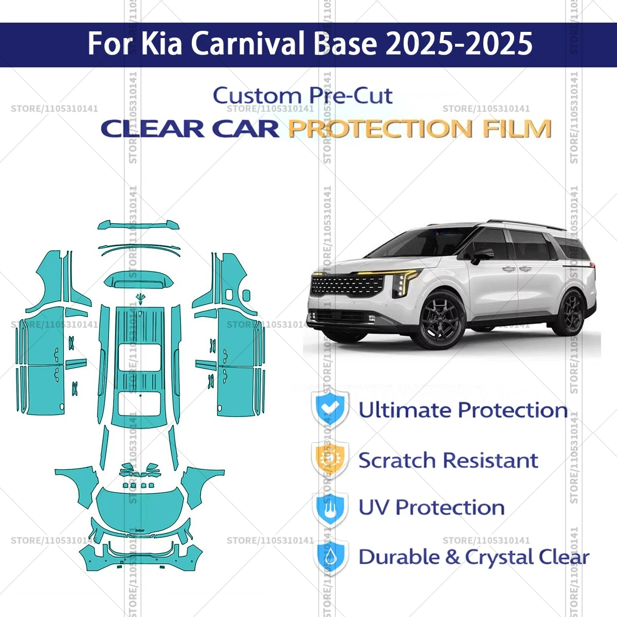 

For Kia-Carnival-Base-2025-2025 Pre-Cut Paint Protection Film PPF Transparent Car Film Professional Automotive PPF Full Vehicle