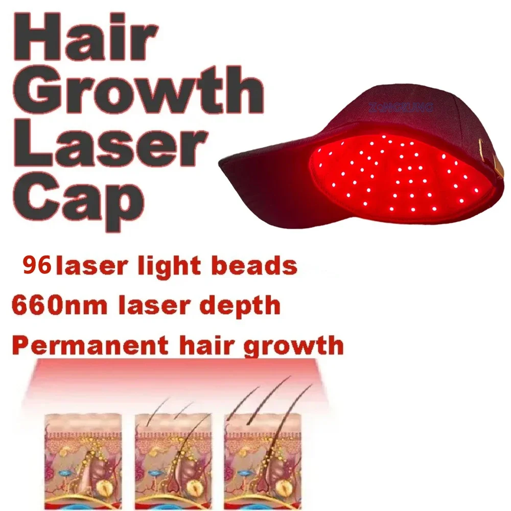 96Pcs Leds Red&Infrared Light Therapy 660nm&850nm Hair Growth Cap for Hair Regrowth Anti Hair Loss Relax Scalp Hairs Care Hat