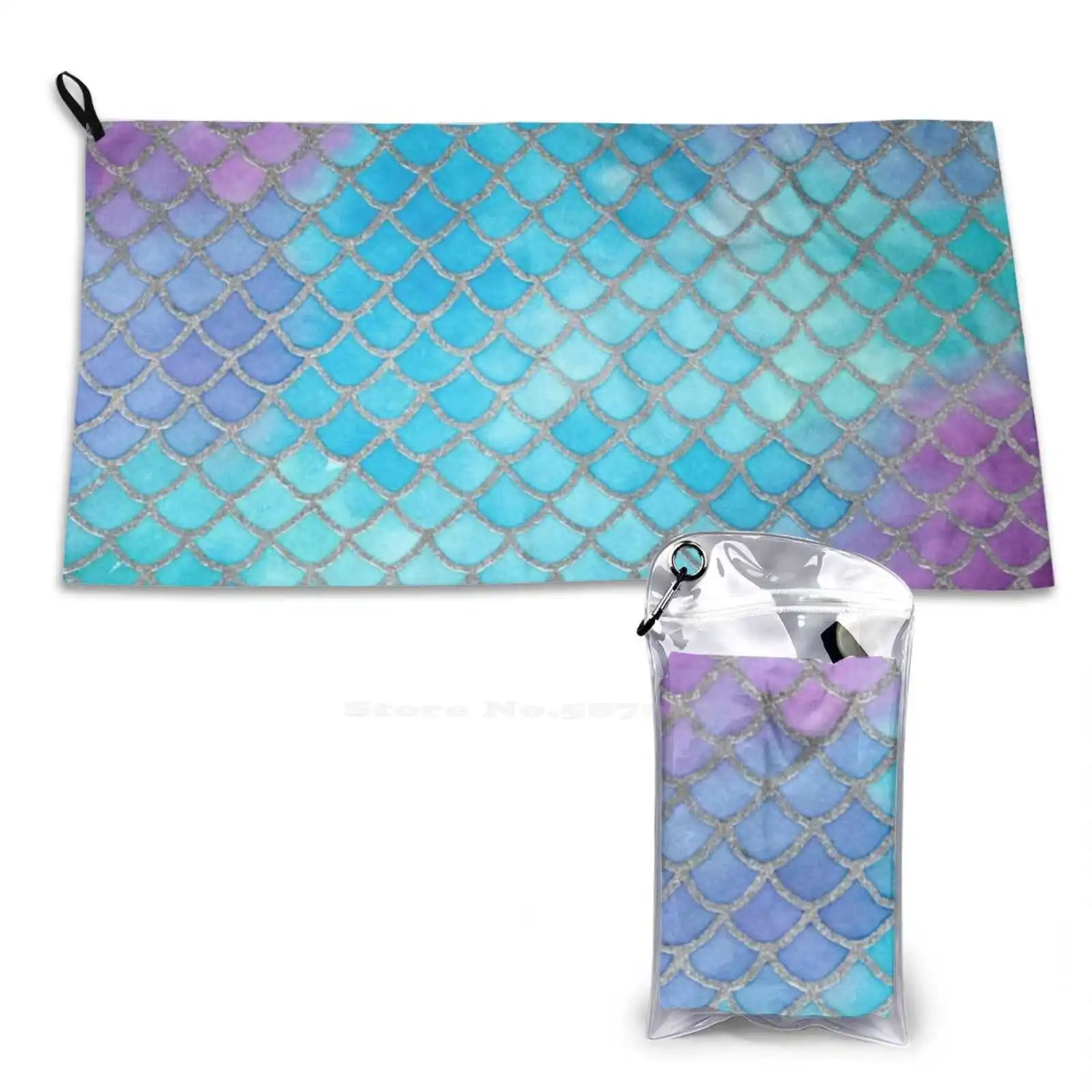 Mermaid Magic Soft Towel Quick Dry Beach Towel Watercolor Mermaids Mermaid Pattern Mermaid Scales The Little Mermaid