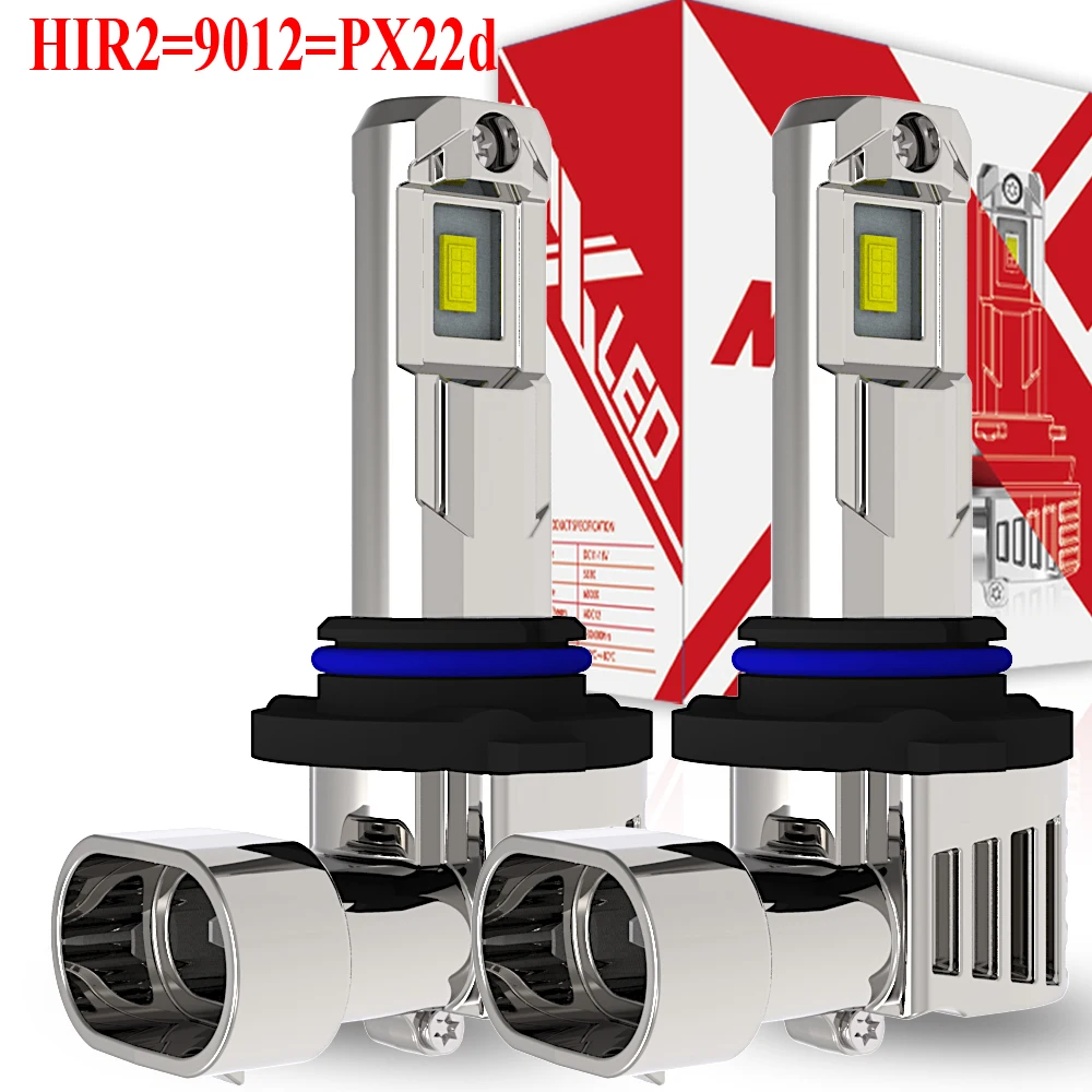 2pcs HIR2 9012 PX22d Led Headlight Powerful Canbus No Errord Car Turbo Diode Bulb White Moto Fog Lamp Light No Adapter Require