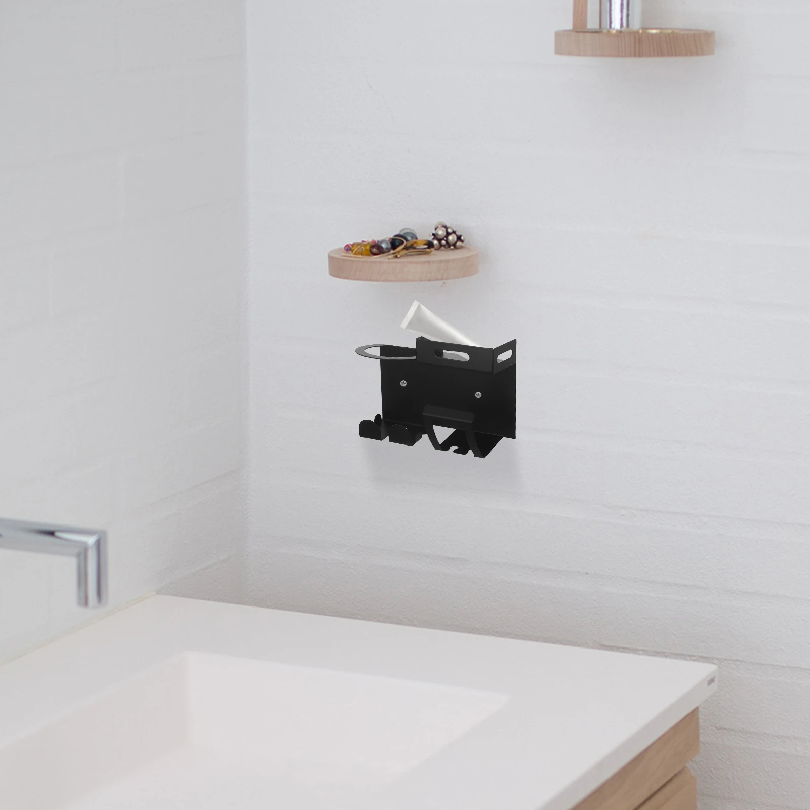 

Toothbrush Holders Wash Rack Bathroom Toothbrushes Metal Black Multi-functional Organizer Travel
