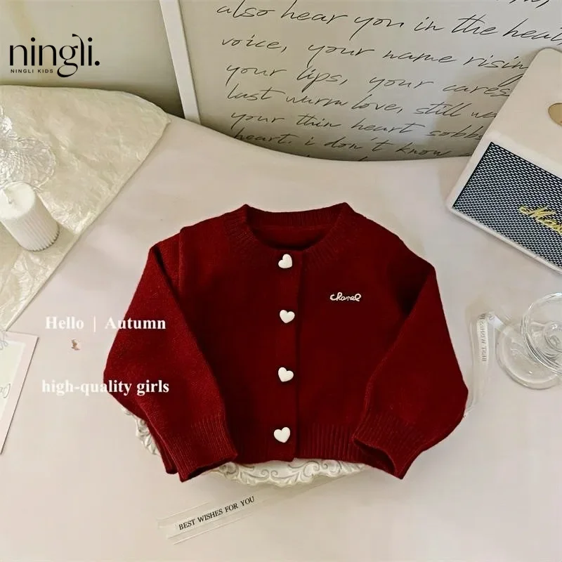Childrens Clothing Set Dress Autumn New Fashion Childrens Knitted Cardigan Princess Skirt Autumn Sweet and Lovely Set