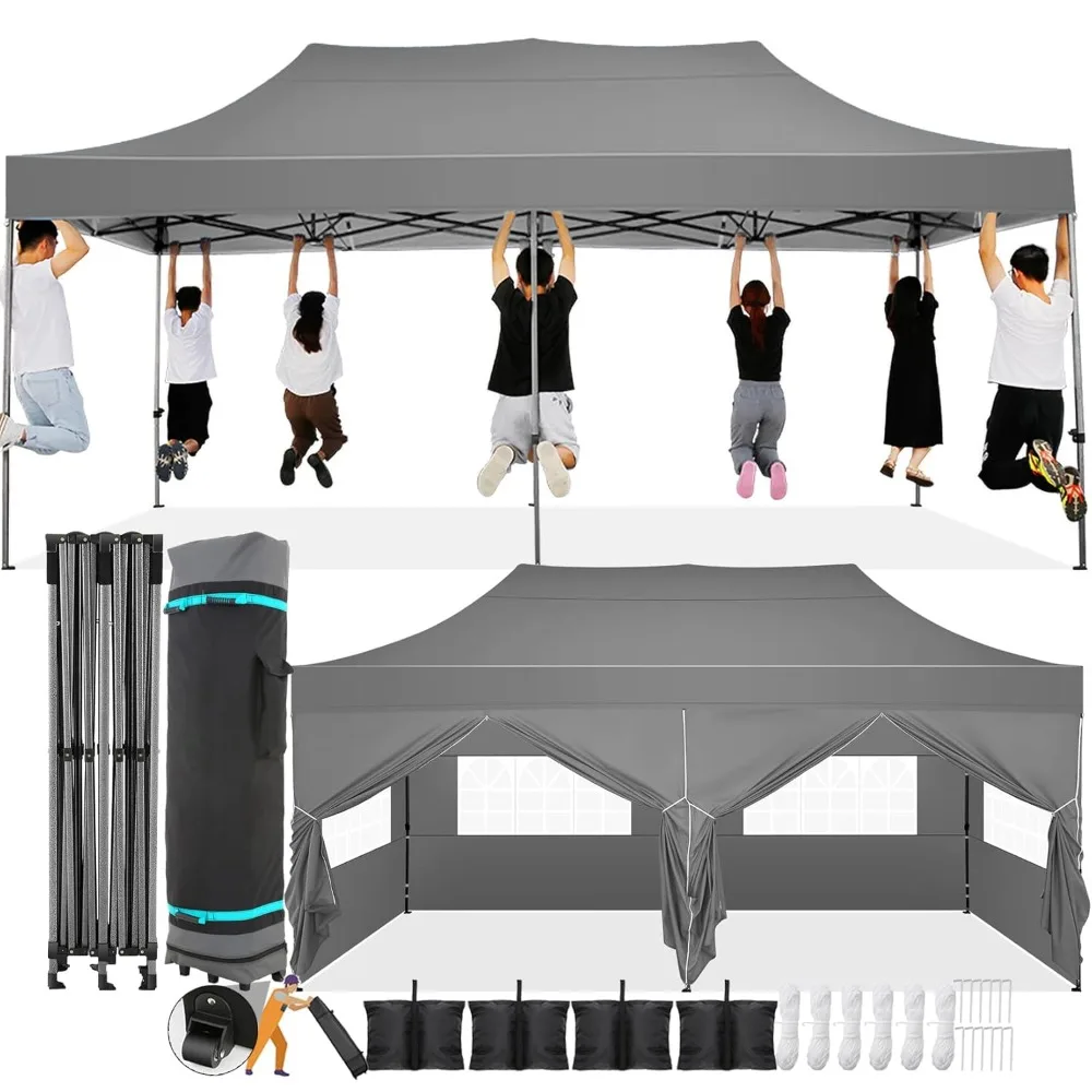 

10x20 Pop Up Canopy with 6 Sidewall, Heavy Duty Canopy UPF 50+ All Season Wind Waterproof Commercial Outdoor Wedding, Customized